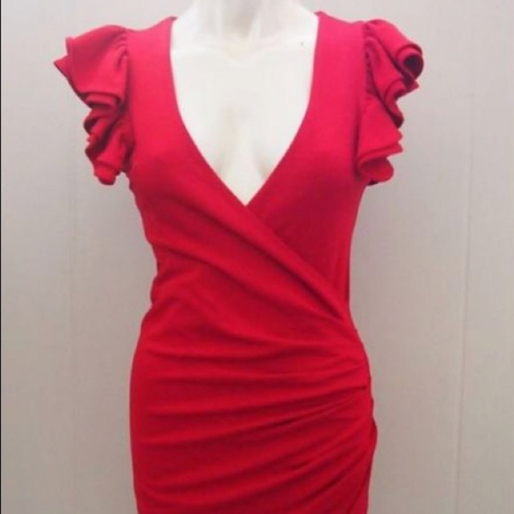 French Connection RuffleSleeve Wrap Cocktail Dress
